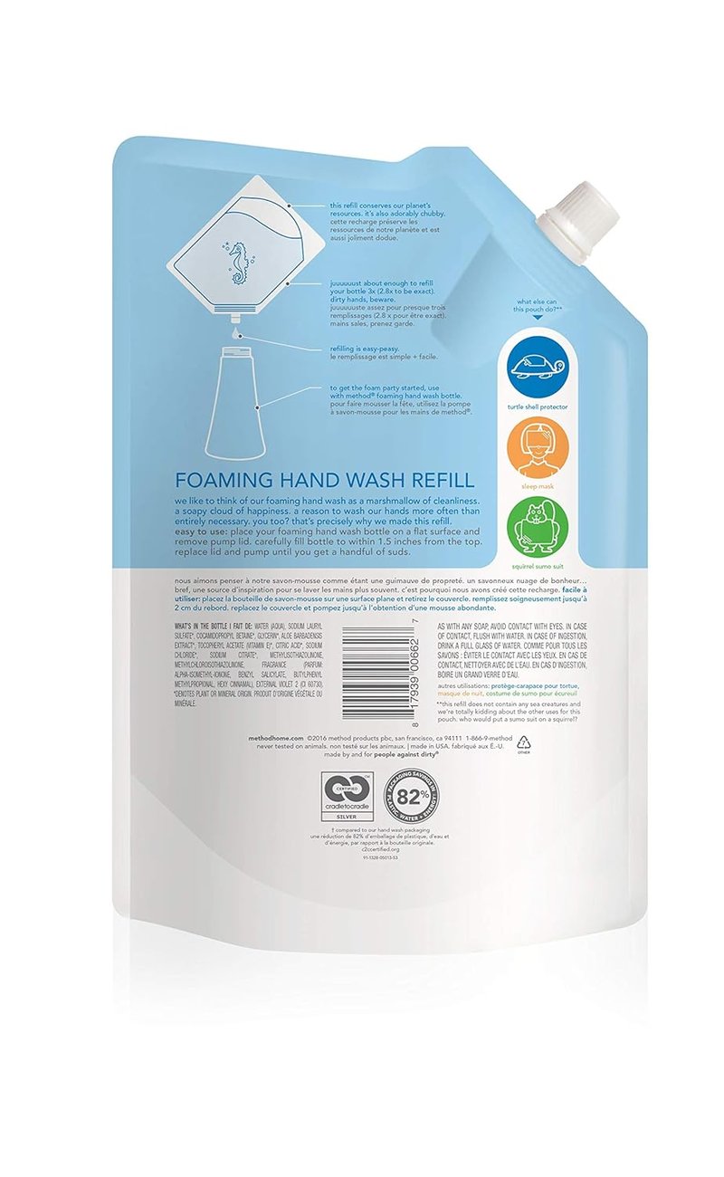 Method Gel Hand Soap Refill - Sweet Water Scent | 34 Fl Oz (Pack of 3)