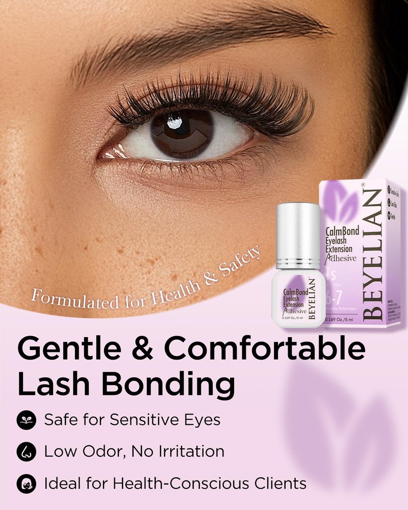 BEYELIAN Sensitive Eyelash Extension Glue 0.17fl.oz/5ml / 1Sec Drying Time/Retention – 6-7 Weeks/Black Adhesive/Professional Hypoallergenic Formaldehyde-Free Lash Extension Glue Supplies