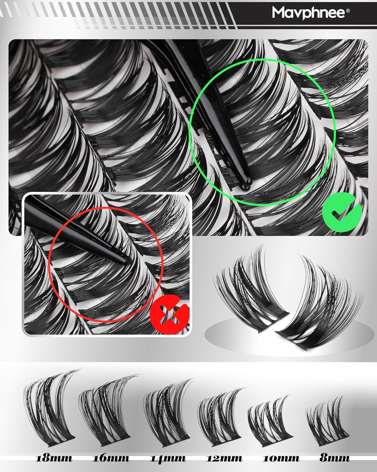 Skiennix Wispy Eyelash Clusters - Ultra-Dense Individual Lashes for Dramatic Looks | 132PCS DIY Pack (8-18MM)