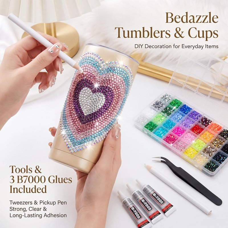 Bedazzling Kit - 36000 Pcs 3mm Resin Jelly Rhinestones | 32 Colors for Nail Art, Phone Cases & DIY Crafts