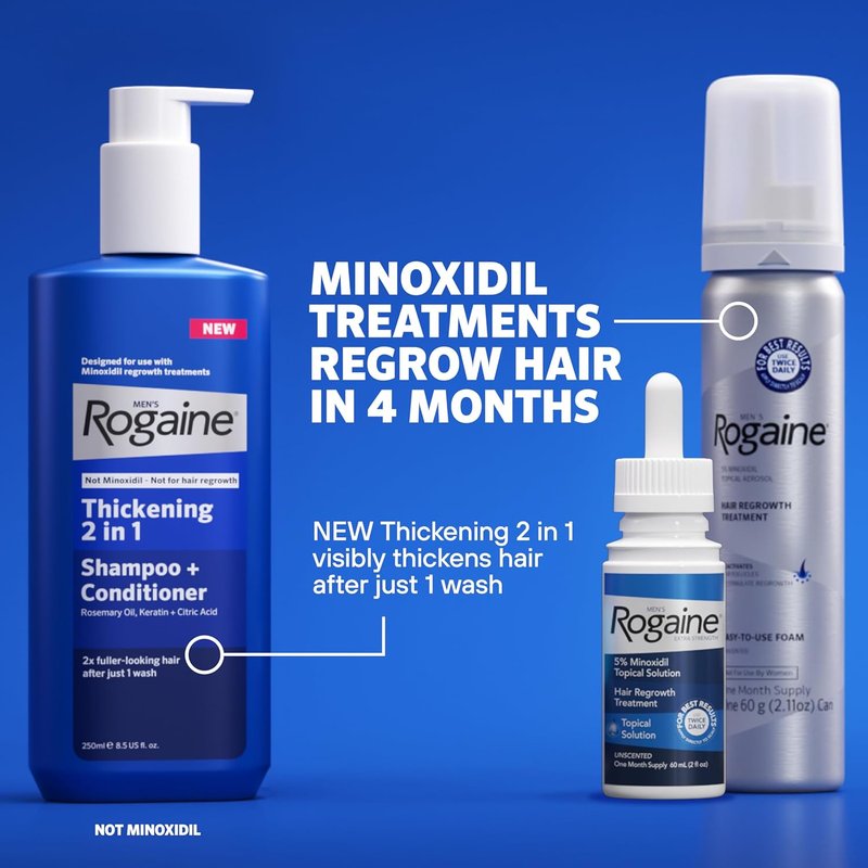 Men’s Rogaine 5% Minoxidil Foam - Clinically Proven Hair Regrowth Treatment | Unscented, 3-Month Supply, 3 x 2.11 oz