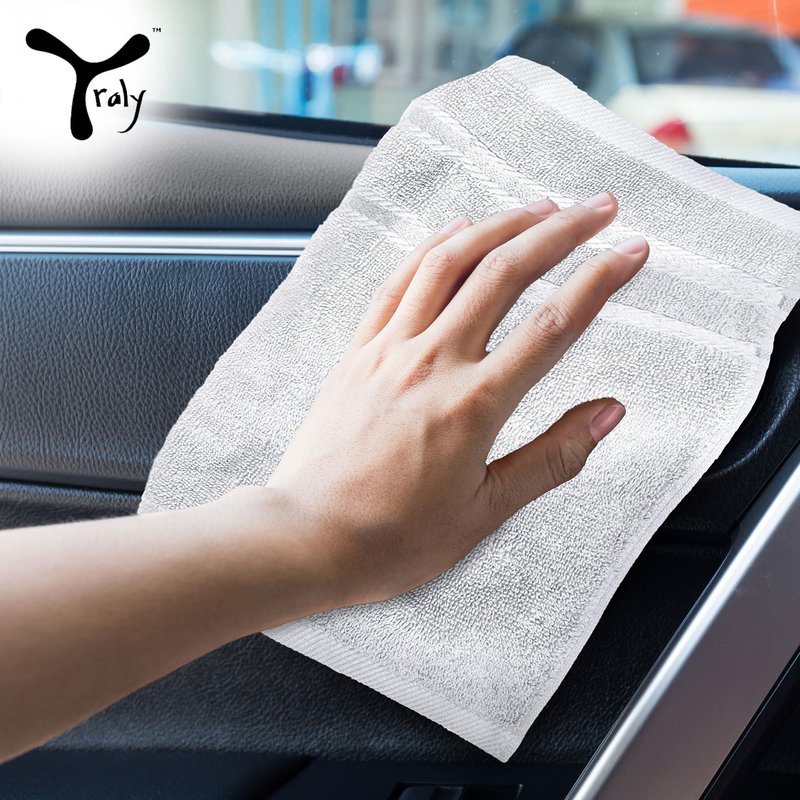 YRALY Luxury Wash Cloths 12 Pack |13x13 Inch | 600 GSM | 100% Ring Spun Cotton Washcloths for Body and Face – Soft and Absorbent Face Towels for Bathroom, Hotel, Spa, Gym (White)