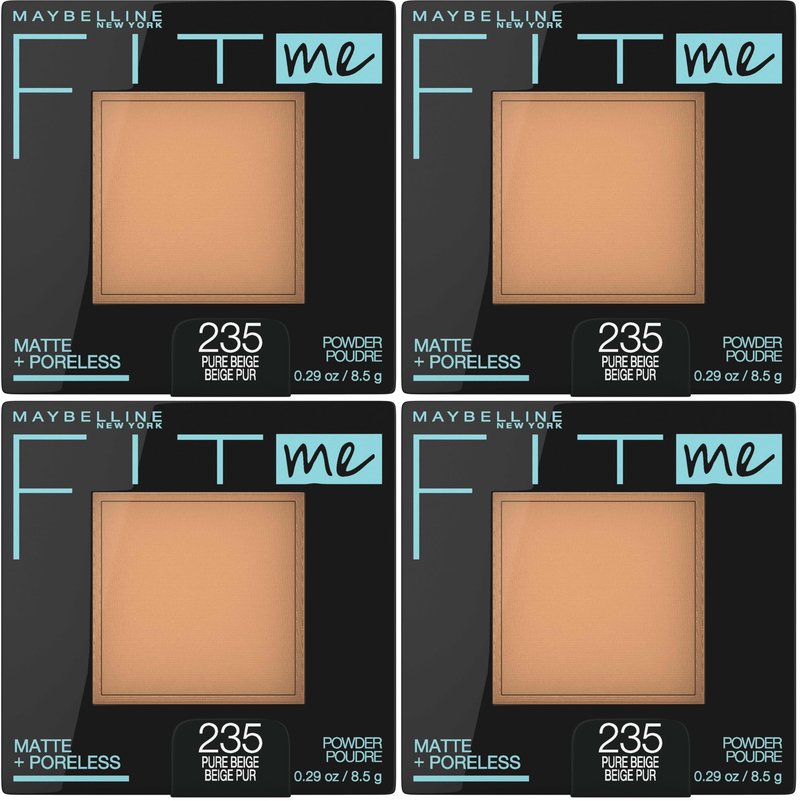 Maybelline Fit Me Matte + Poreless Pressed Face Powder Makeup & Setting Powder, Pure Beige, (Pack of 4)