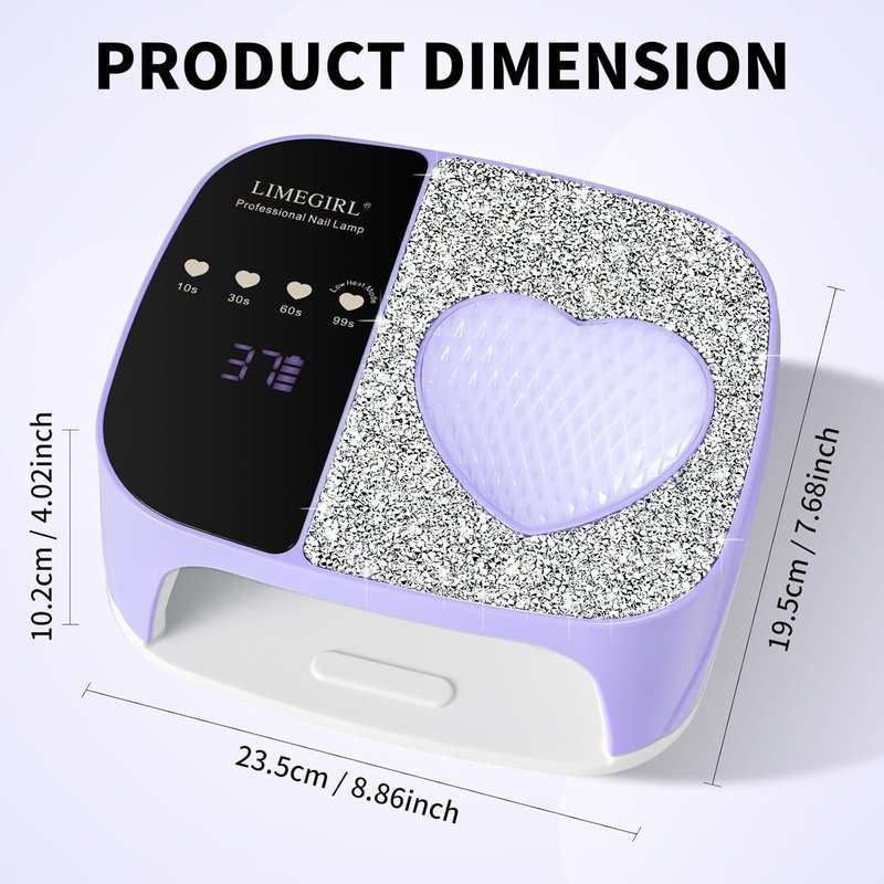 LIMEGIRL UV LED Nail Lamp Kit - Fast Curing Gel Polish Dryer with 4 Timer Settings | Cordless & Rechargeable