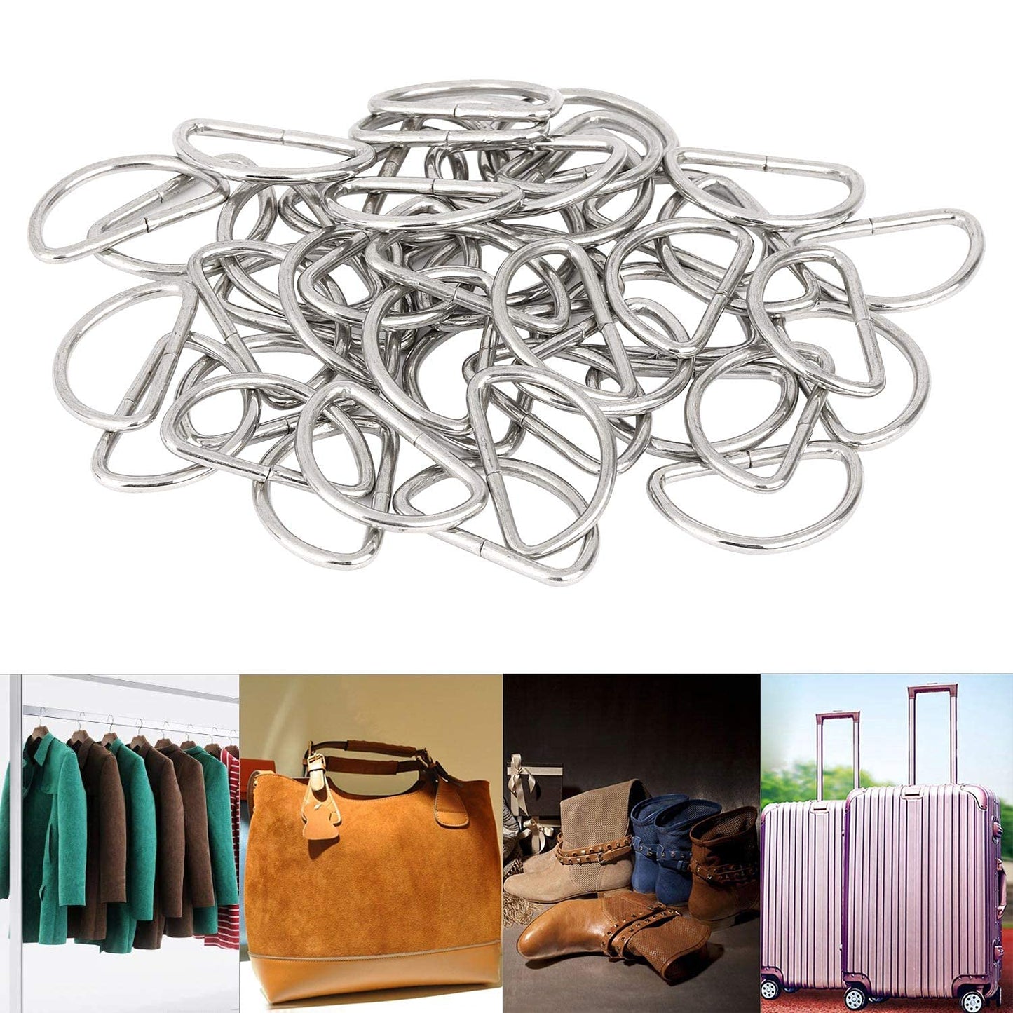 BTYMS 150 Pieces Metal D Rings 1 Inch Multi-Purpose Non Welded D Ring for Purse, Keychains Belts, Dog Collar, Buckle Strap Sewing Accessories