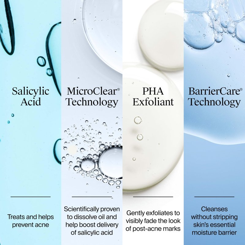Neutrogena Evenly Clear Acne Cleanser with 2% Salicylic Acid & 2% PHA Exfoliant, Gentle Foaming Face Wash Clears Clogged Pores & Blackheads While Visibly Fading Look of Post-Acne Marks, 9.1 fl. oz