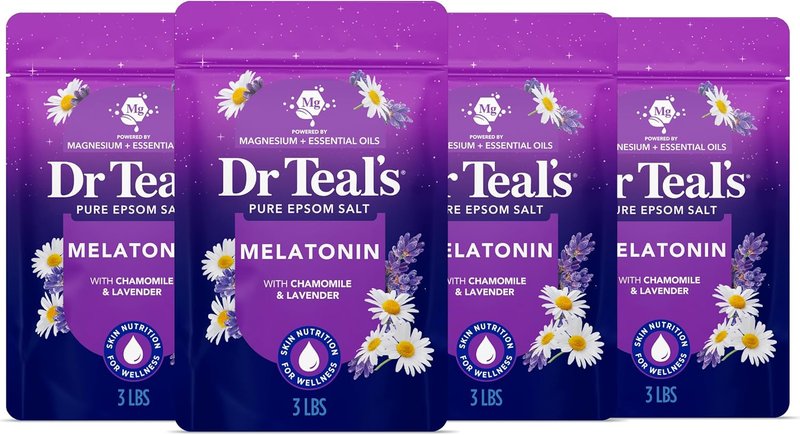 Dr Teal's Epsom Salt Sleep Soak - Melatonin & Essential Oils | 3 lb (Pack of 4)
