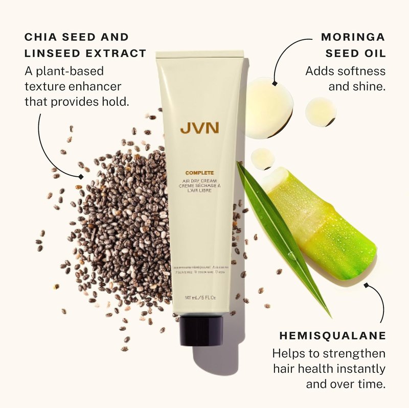 JVN No Heat Air Dry Cream - Hair Smoothing Curl & Wave Enhancer | 5 Fl Oz, Silicone-Free