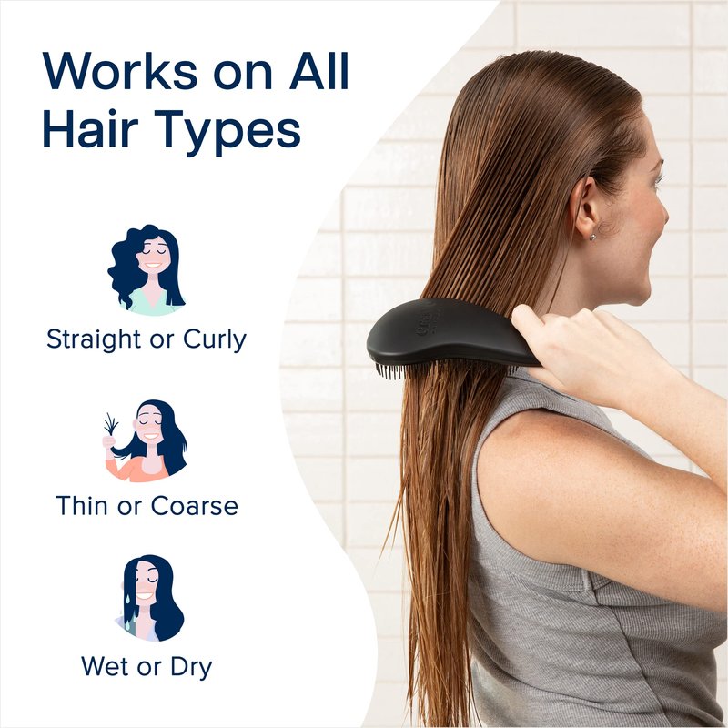 Crave Naturals Glide Thru Detangling Brush, Detangler Brush for Curly, Straight, Wet and Dry Hair Comb for Adults and Kids, Hair Accessories for Women, Black