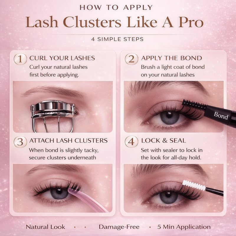 Lash Clusters Kit: Eyelash Clusters Individual Lash Extension Kit 480 Pcs D Curl Fluffy Wispy False Eyelashes Extensions Thin Band with Bond Seal Tweezers Brush