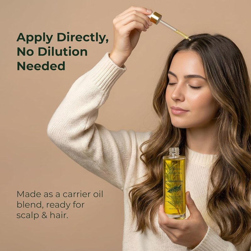 Organic Rosemary Oil for Hair Growth - Infused with Biotin, Castor Oil & Peppermint for Stronger Roots | 3.38 fl oz