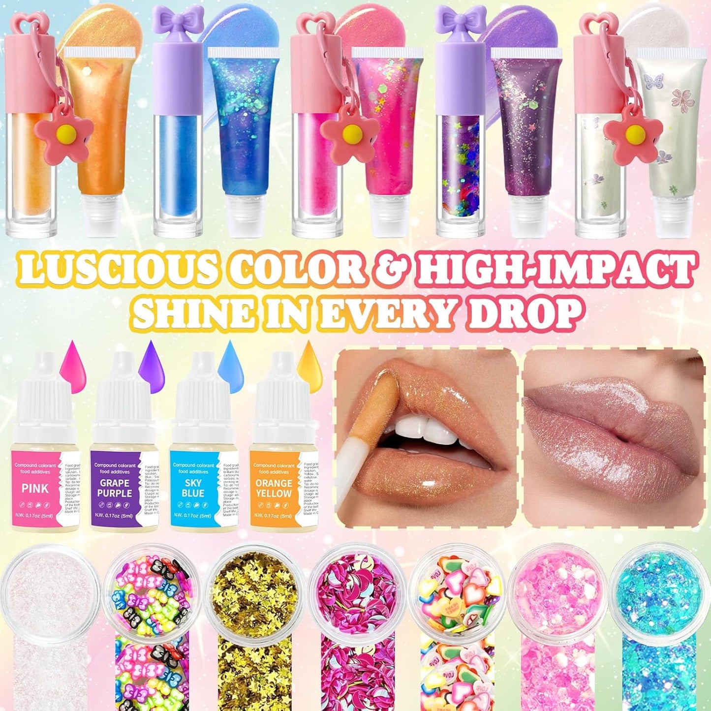Thaluna Lip Gloss Making Kit - DIY Lip Gloss Set for Women | Fun, Moisturizing & Glittery Gifts