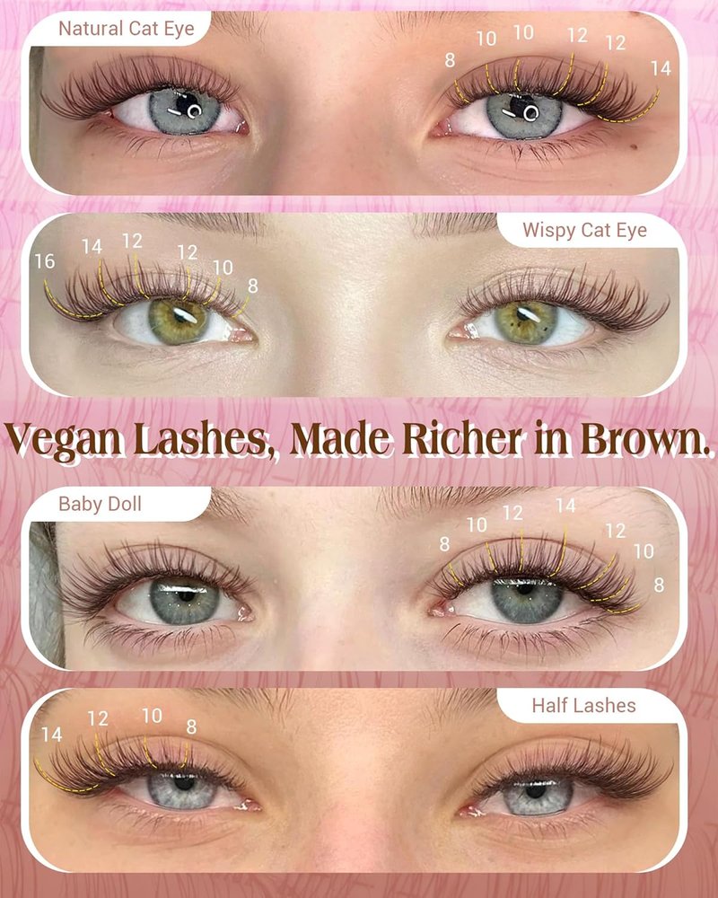 Natural Brown Lash Clusters Kit - Dark Brown Eyelash Extensions for Soft Glam | 8-16mm DIY Individual Lashes with Clear Band