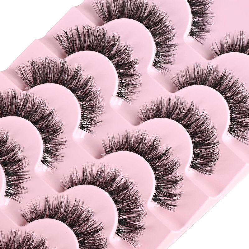 FARRED Cat Eye Lashes Natural Eyelashes Short Wispy Lash Strips Volume Cateye False Eyelash Medium Length Fake Lashes Natural Looking Hybrid Clusters Full Demi Wispies Strip Pestañas (A1 | 8-14MM)
