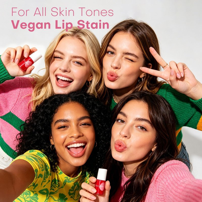 bayfree Lip Tint Stain Set, 7 PCS Lip Stain Long Lasting Waterproof, Hydrating Non-Sticky Liquid Blush & Water Tint, Transfer-Proof, High Pigment Matte Finish,Vegan Korean Makeup Set (fruit land)