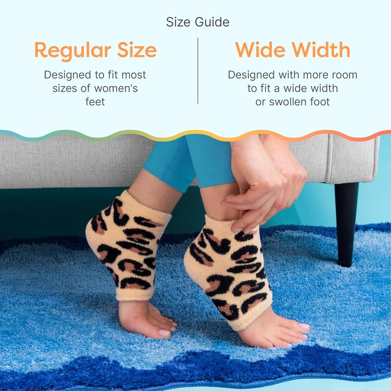 Moisturizing Socks for Cracked Heels - Vitamin E & Olive Oil Infused | Cheetah Print, Regular Size