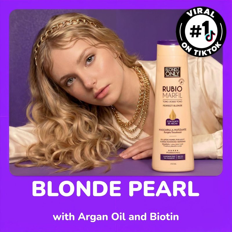 Purple Toning Hair Mask - Neutralizes Brassiness & Yellow Tones | Argan Oil Infused | 11.8 Fl Oz (350 ml)