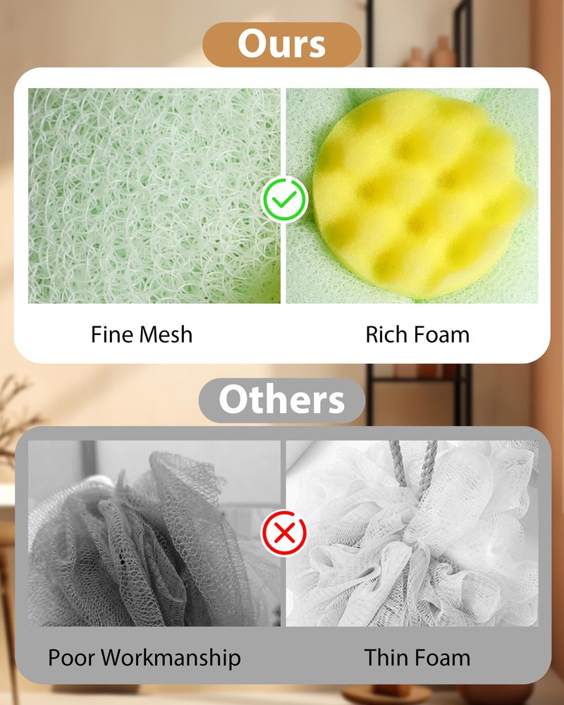 2 Pcs Bath Sponge, 2026 Upgrade Super Soft Yellow Flower-Shaped Suction Cup Bath Sponge, Upgraded 2-in-1 Flower-Shaped Ball Exfoliating Bath loofah Cleaning Brush, Mesh Shower Body Sponge(2 Color