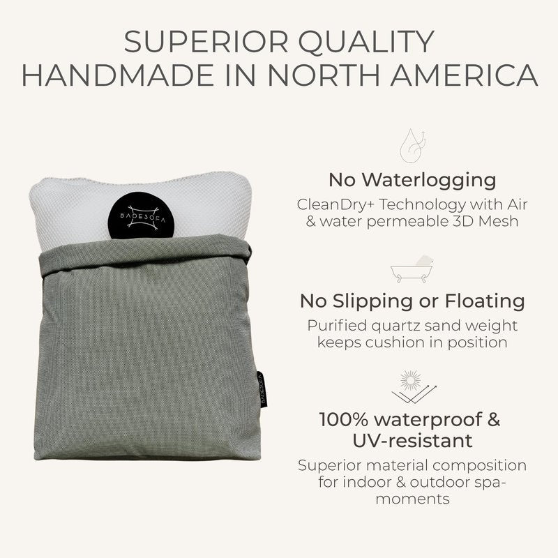 BADESOFA® Luxury Bathtub Pillow L - Large Bath Pillow for Therapeutic Neck and Back Support Quick-Drying - Full Body Bath Tub Cushion - Luxury Spa Cushion in Ivory Pearl