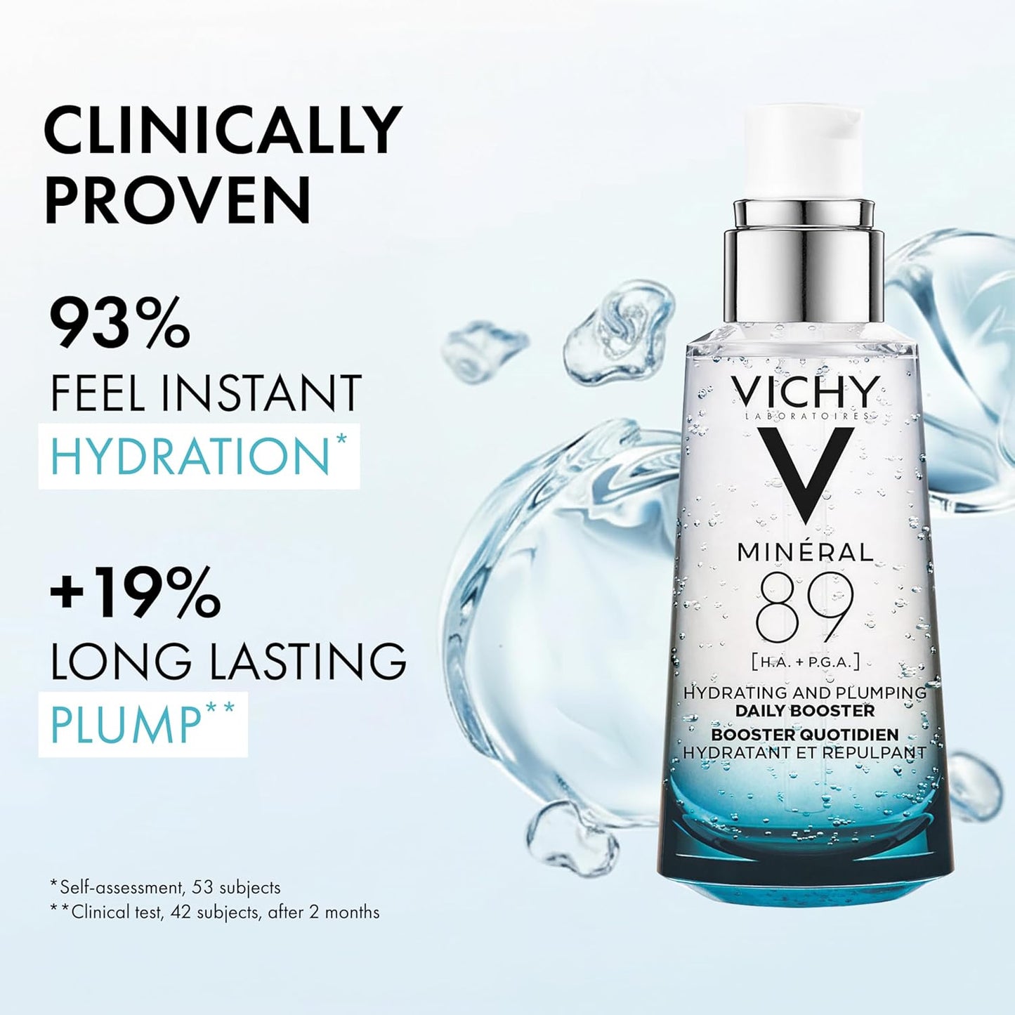 Vichy Mineral 89 Booster - Pure Hyaluronic Acid Serum for Plump, Hydrated Skin | Lightweight & Oil-Free