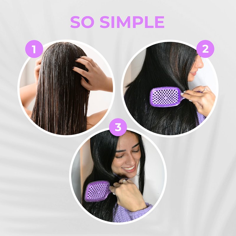 FHI Heat UNbrush Mini Detangler Brush for Pain-Free Brushing on All Wet or Dry Hair Types — Durable Duoflex Anti-Static Bristles, Lightweight Handle, Vented Mini Hair Brush, Amethyst Lavender