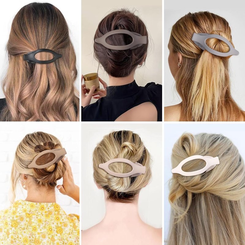 Flat Hair Clips Set - 6 Durable Claw Clips for Women | Stylish Brown & Grey Accessories