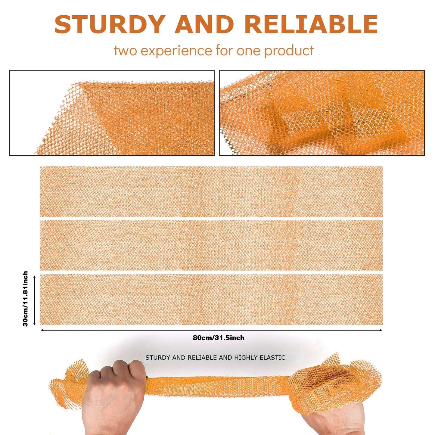 UJFQBH 3 Pieces African Bath Sponge African Net Long Net Bath Sponge Exfoliating Shower Body Scrubber Back Scrubber Skin Smoother,Great for Daily Use (Yellow,Yellow,Yellow)
