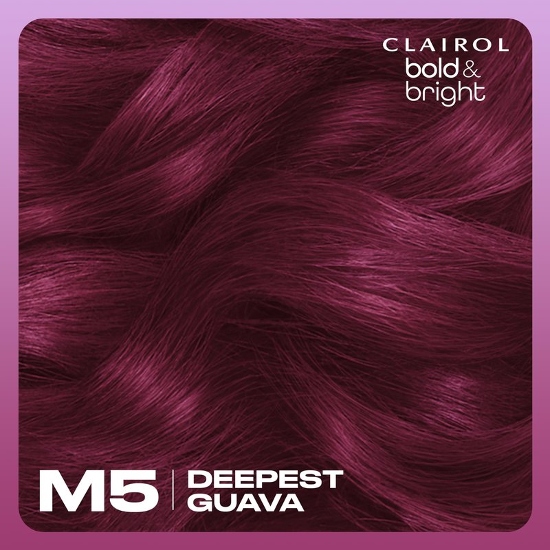 Clairol Bold & Bright Permanent Hair Dye, M5 Deepest Guava Hair Color | Intense Vibrancy + Moisturizing Shine | Includes Color Boost Glaze to Amplify Color Anytime | Pack of 1