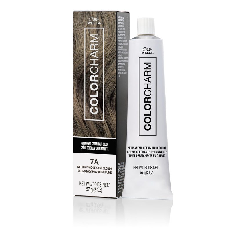 COLORCHARM Permanent Cream Hair Color, 7A Medium Smokey Ash Blonde, 2 oz.