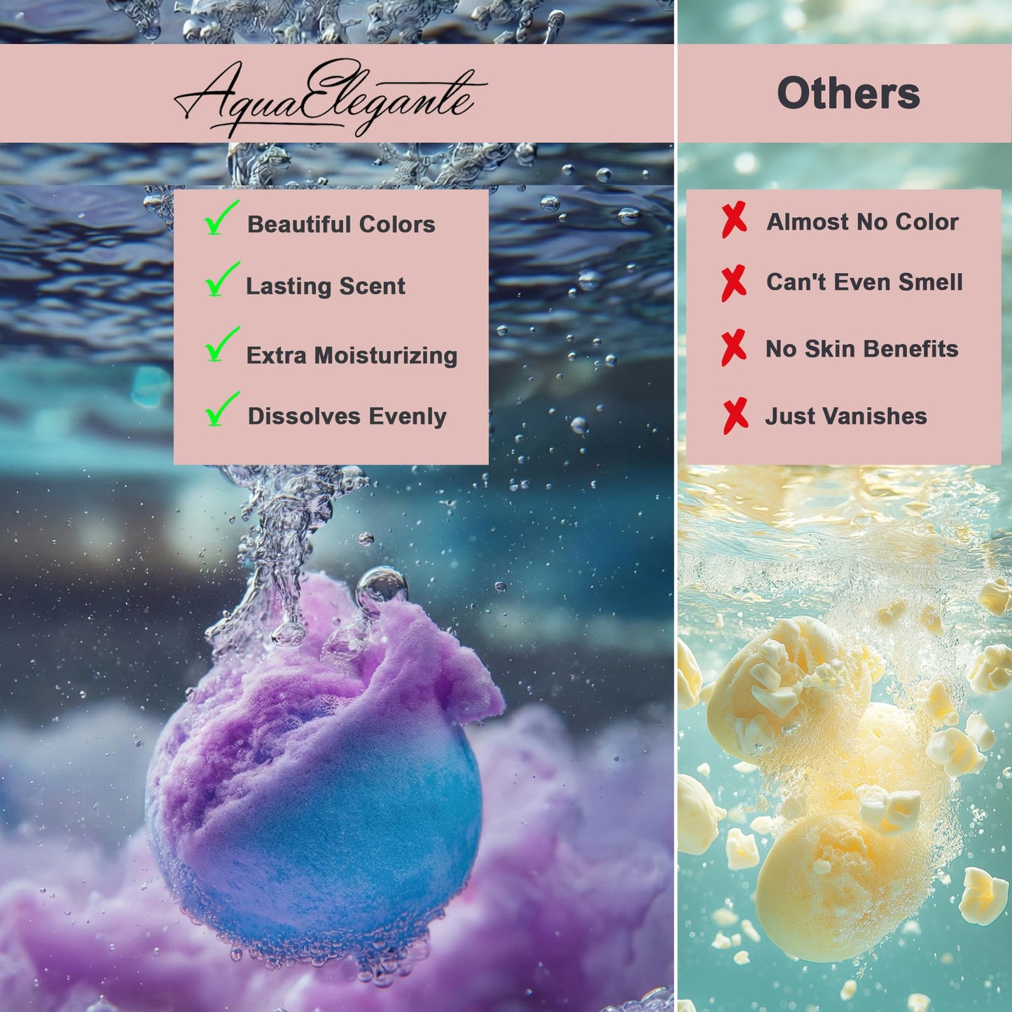Aqua Elegante Luxury Bath Bombs for Women - Gift Set of 24 Fizzy Bathbombs with Essential Oils, Shea Butter, Coconut Oil - No Stain, Natural, Vegan, Moisturizing Spa Present for Mom, Wife, Girlfriend