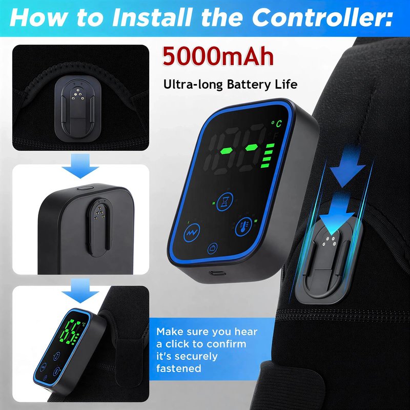 CBDYWVR Triple Method Shoulder Massager, 7 Temperature Levels & 3 Vibration Intensities, APP & Touch Control, 5000mAh Battery Long-Lasting Use, Adjustable Wrap for Shoulder Pain Relief (Black Upgrade)