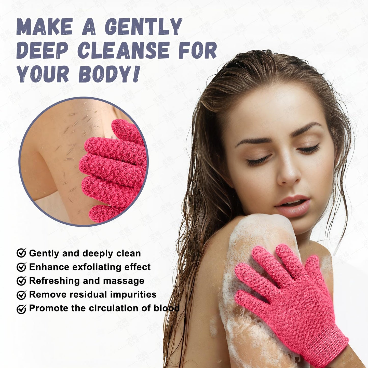 Exfoliating Dual Texture Bath Gloves for Shower Spa Massage and Body Scrubs, Dead Skin Cell Remover, body scrubber with Hanging Loop