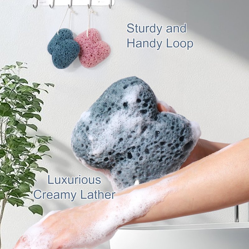 Bath Sponge for Shower Exfoliating, 2Pcs Sponges for Body Wash Bathing, Soft Loofah Sponge Bath Foam for Gentle Deep Cleansing & Delicate Dry Skin