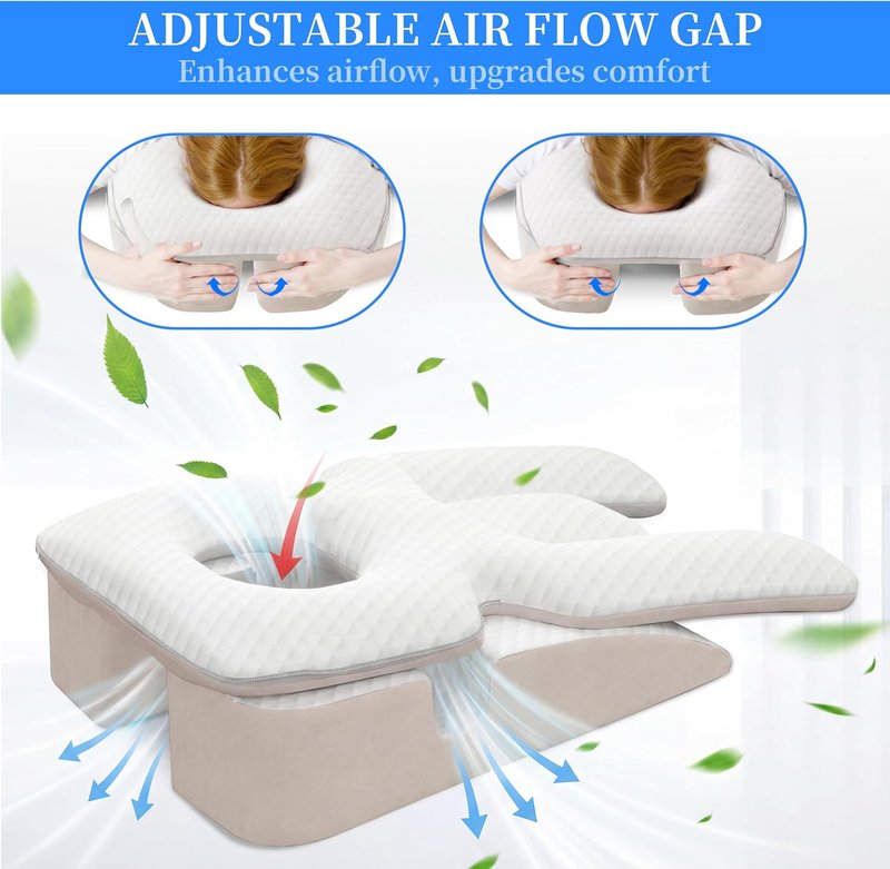 Face Down Pillow,Face Down Pillow After Eye Surgery, BBL Pillow After Surgery Stomach Sleeping Pillow, Home Pillows Faces Down with Shredded Memory Foam and Removable Cover