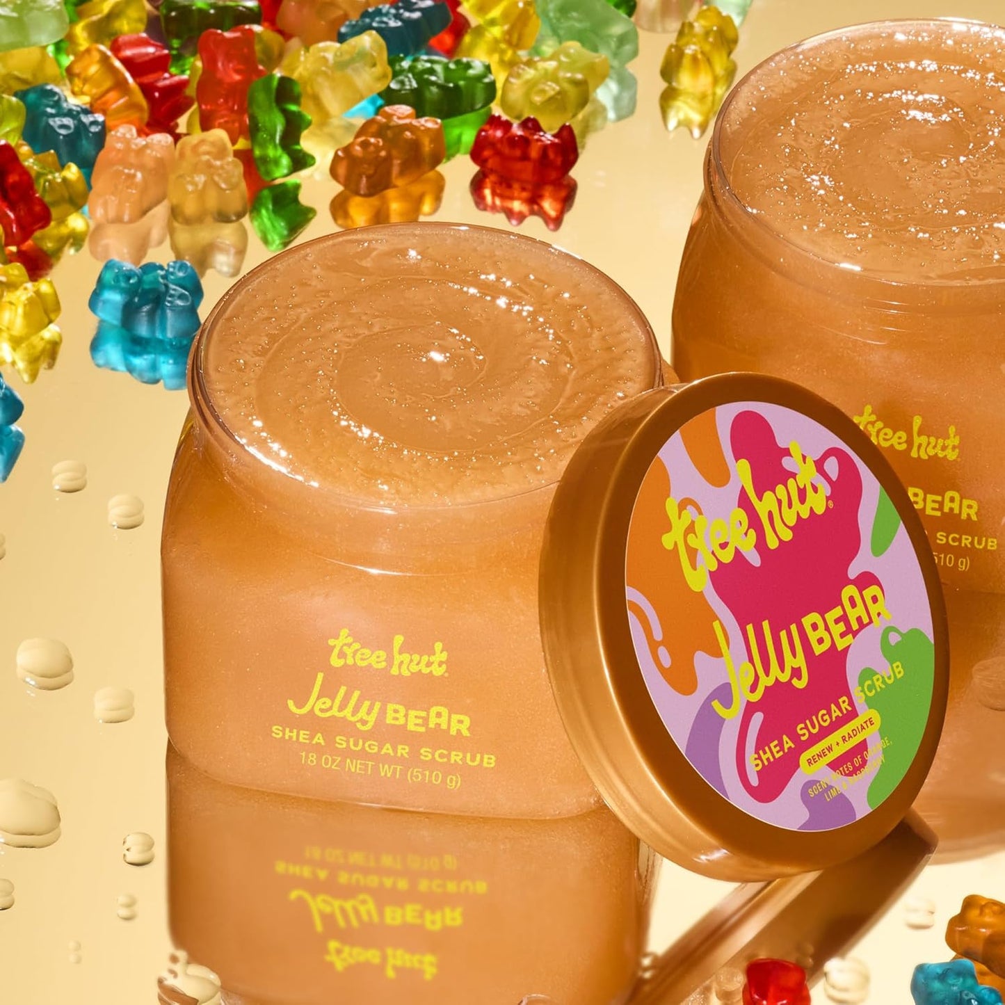 Tree Hut Body Scrub - Exfoliating Jelly Bear Sugar Scrub with Shea Butter & Essential Oils | 18 Oz, Vegan, Smooth Skin