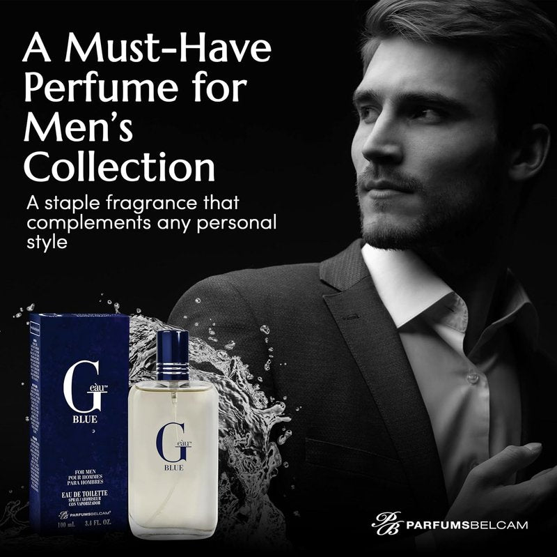 PB ParfumsBelcam G Eau Blue Eau de Toilette Spray - Long-Lasting Men's Cologne | Fresh Summer Scent - 3.4 Fl Oz