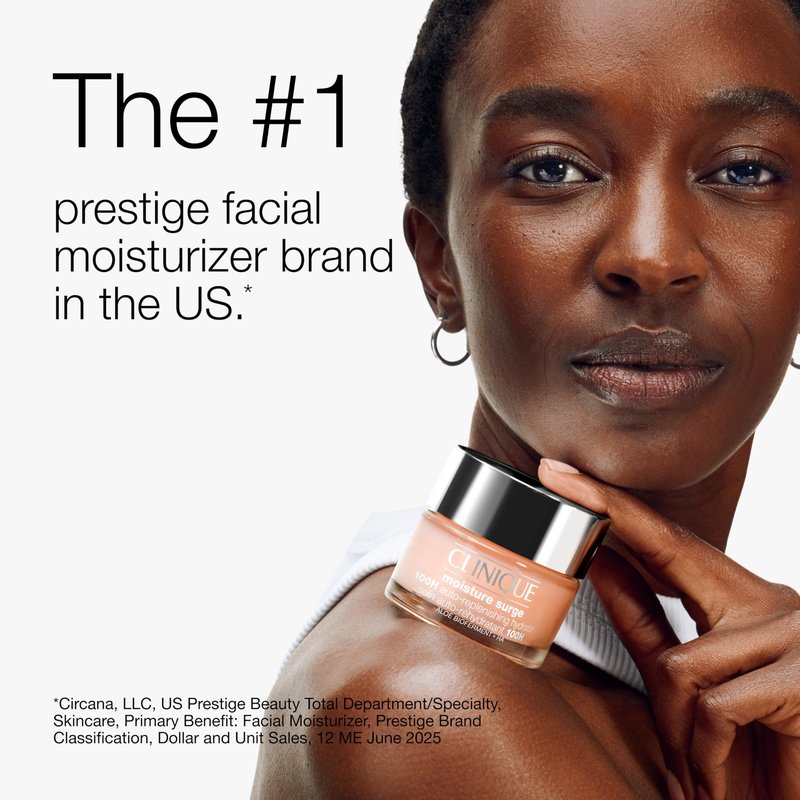 Clinique Moisture Surge 100H Auto-Replenishing Hydrator Oil Free Face Moisturizer | With Hyaluronic Acid, Aloe Bioferment and Vitamins C + E | For All Skin Types | Hydrating + Moisturizing, 1 Fl Oz