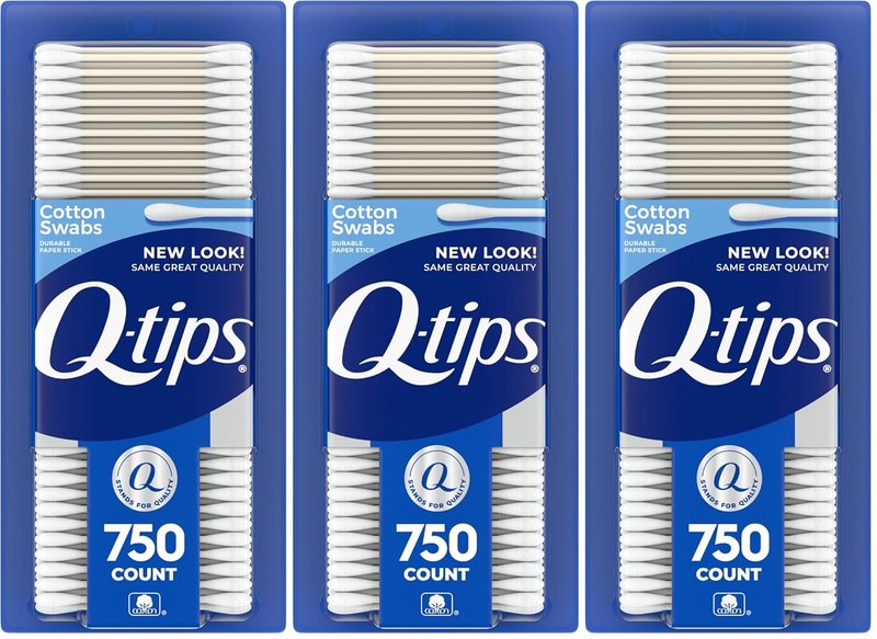 Q-tips Cotton Swabs - 100% Cotton Hygiene & Beauty Care | 750 Count (Pack of 3)