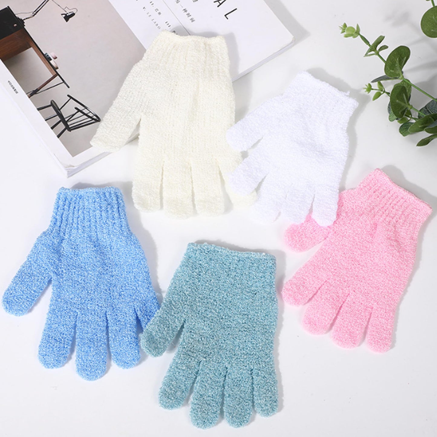 Shower Gloves,Double Sided Exfoliating Bath Gloves,Shower Body Scrub Gloves for Women & Men Deep Clean Skin Spa Massage Beauty Skin Shower Scrubber Bathing Accessories,#P207 (1pair Red)