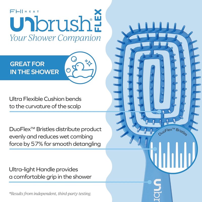 FHI Heat Detangling Brush - Ultra-Flexible Pain-Free Hair Tool with DuoFlex Anti-Static Bristles | Perfect for Tangles & Scalp Massage