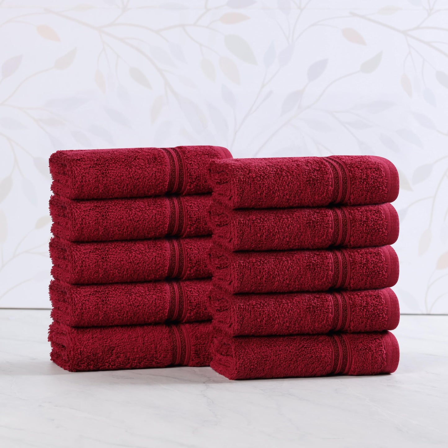 Superior Egyptian Cotton 10-Piece Face Towel Set , Small Towels For Facial, Spa, Quick Dry, Absorbent Towels, Bathroom Accessories, Guest Bath, Home Essentials, Washcloth, Airbnb, Burgundy