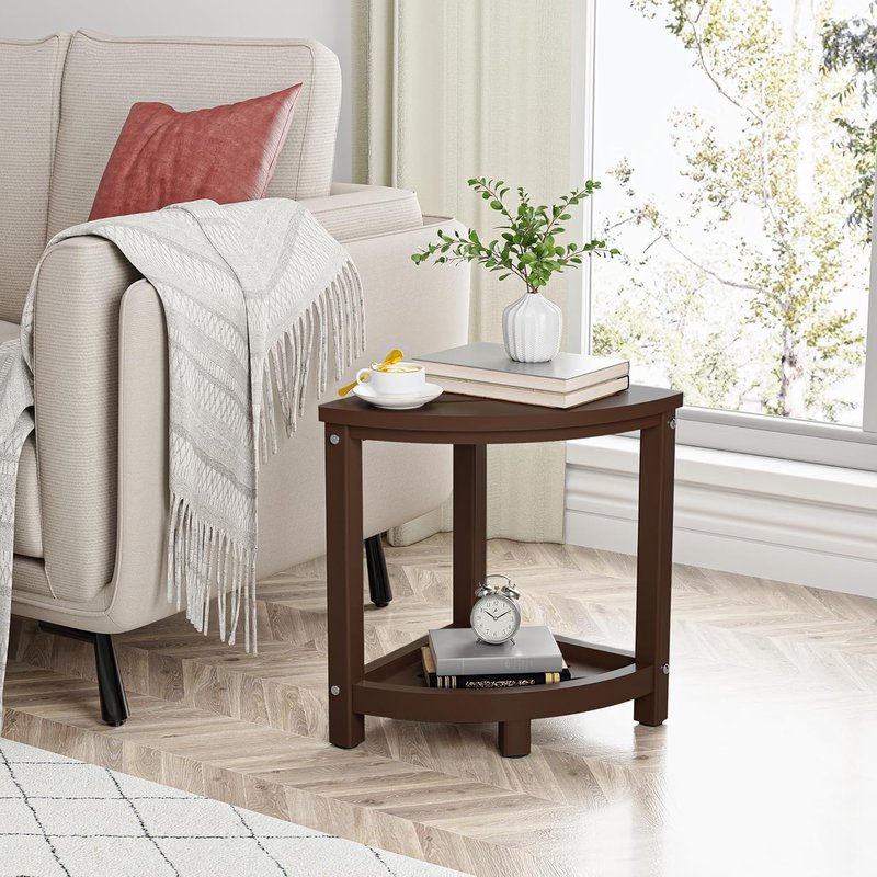 Shower Stool - Waterproof Corner Bench Seat with Baffle Storage Shelf | Indoor/Outdoor Use, Brown