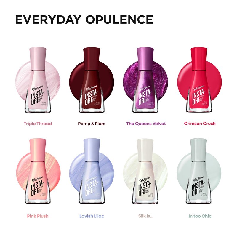 Sally Hansen Insta-Dri Nail Polish | Quick Dry, Long Lasting, Streak-Free Shine | Semi-Opaque, Shimmery | 274 Pink Plush | Baby Pink Nail Color