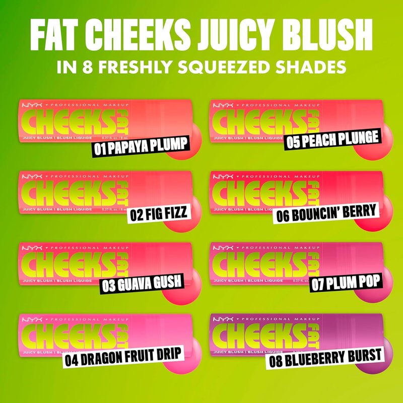 NYX PROFESSIONAL MAKEUP Fat Cheeks Liquid Blush - Buildable Dewy Formula for 12HR Wear | Peach Plunge