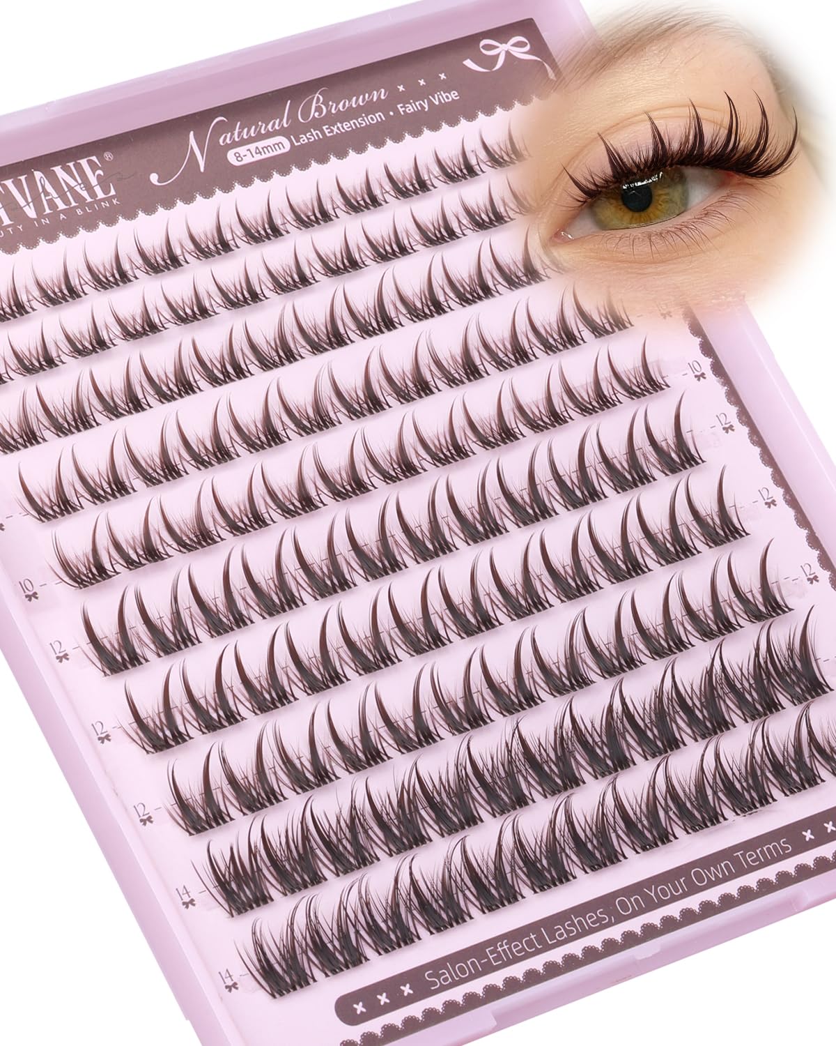 Spiky Brown Lash Clusters - 8-14mm Manga Eyelash Extensions | Wispy Anime Individual Lashes