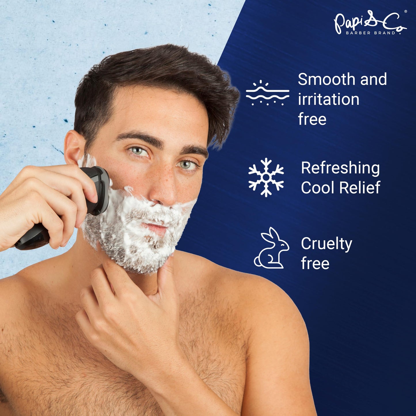Papi&Co Shaving Gel for Ultra Sensitive Skin - Gentle, Alcohol-free, Moisturizing and Protecting Face Shave Gel for Men 17.6 Oz
