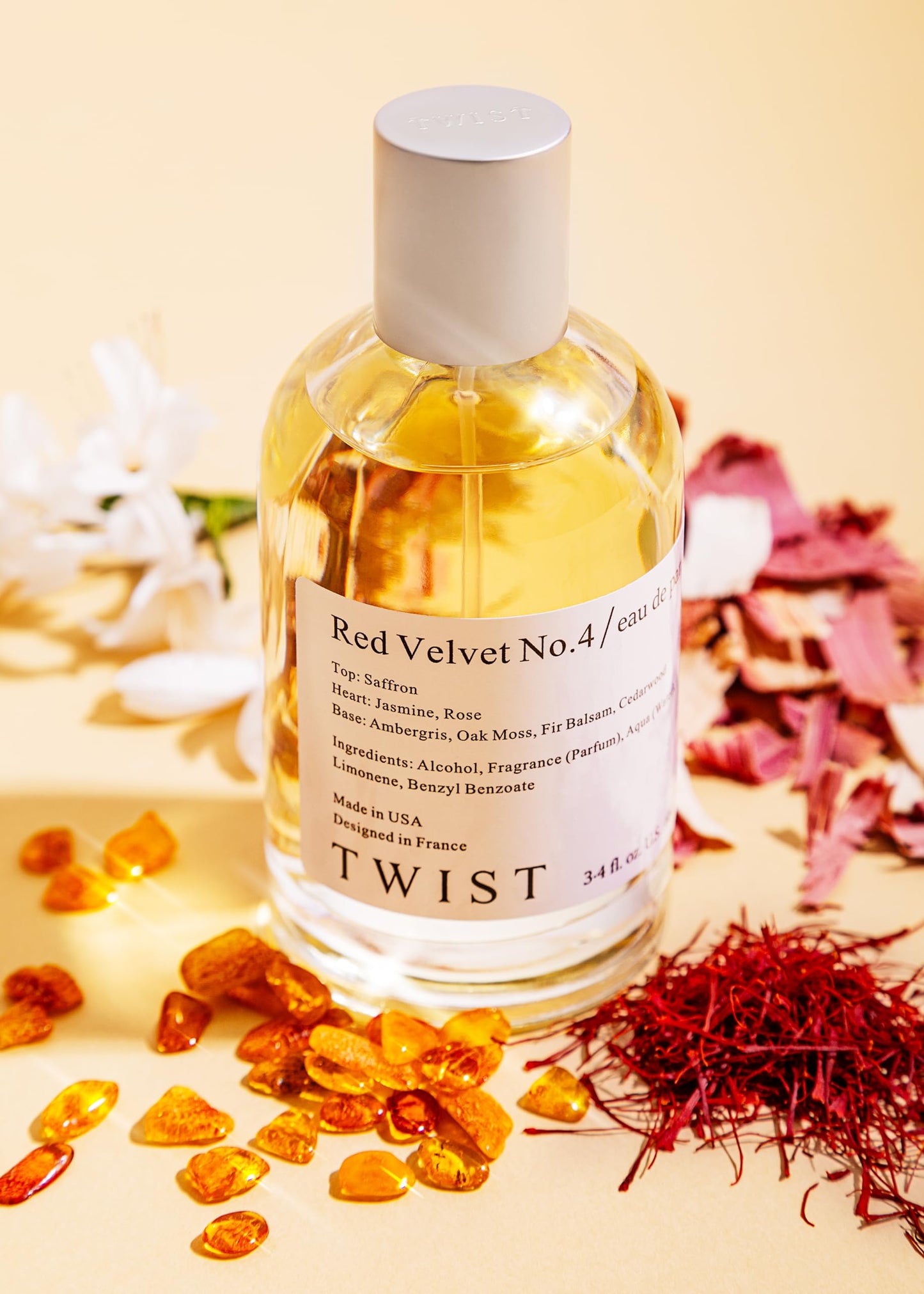 Twist - Red Velvet No. 4 - Eau De Parfum Inspired by MFK Baccarat Rouge 540, Long-Lasting Perfume For Women & Men, Amber & Saffron, Vegan, Clean Ingredients, Unisex - Spray 100 ml | 3.4 fl. oz.