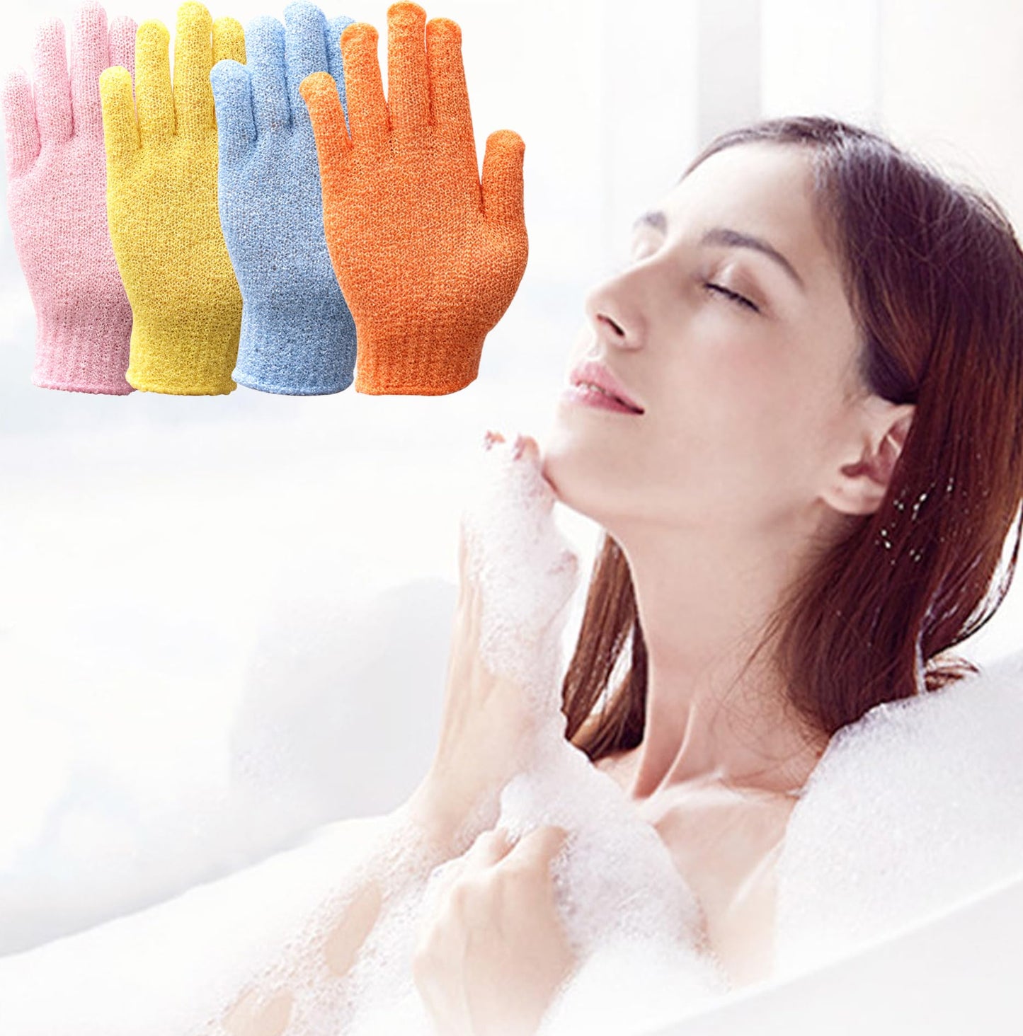 Shower Gloves,Double Sided Exfoliating Bath Gloves,Shower Body Scrub Gloves for Women & Men Deep Clean Skin Spa Massage Beauty Skin Shower Scrubber Bathing Accessories,#P207 (1pair Red)