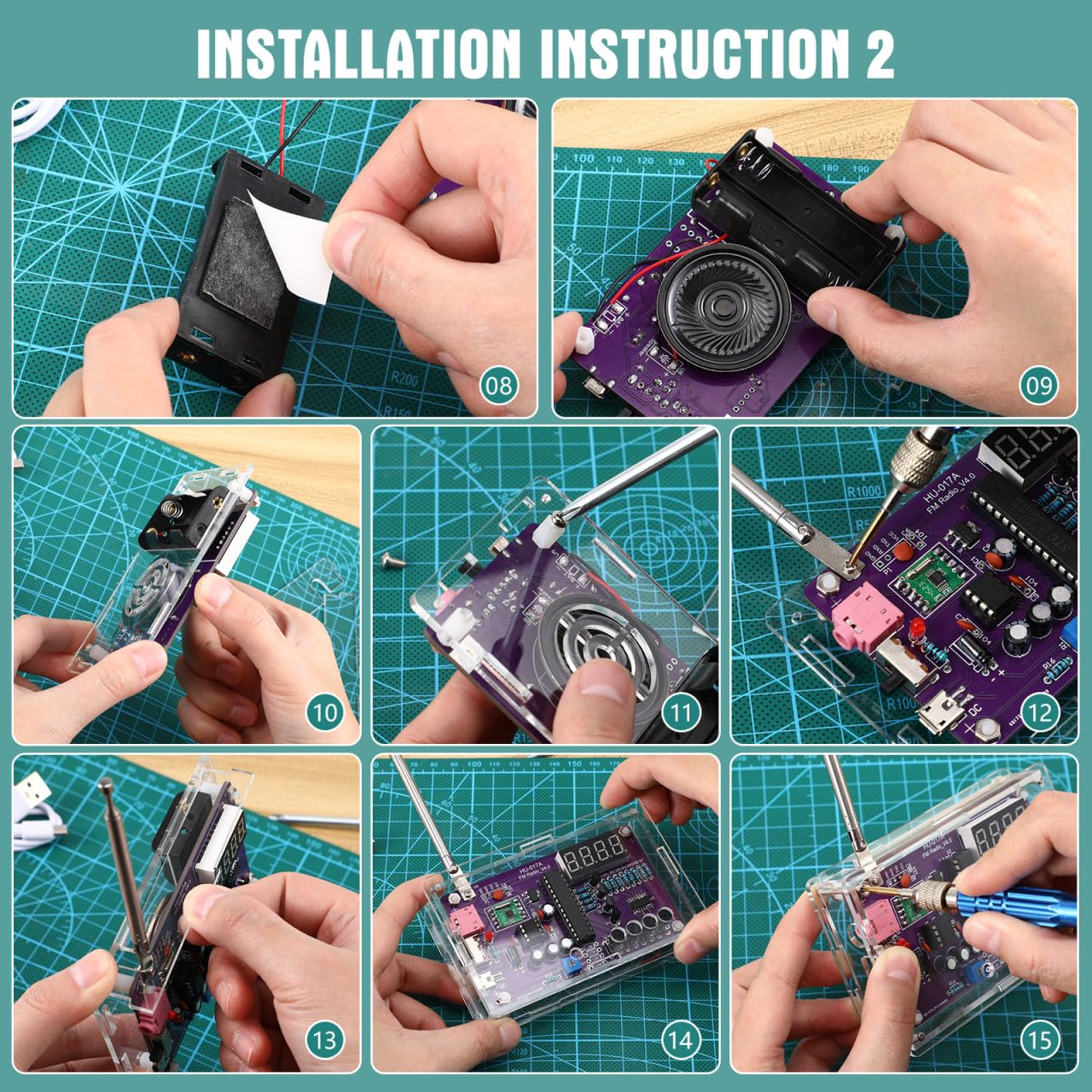GLEAVI Radio Assembly Kit Diy Electronics Soldering Practice Kit with Fm Circuit Board and Plastic Case 4.21X2.75X0.90In for Beginner Electronic Projects and Stem Learning