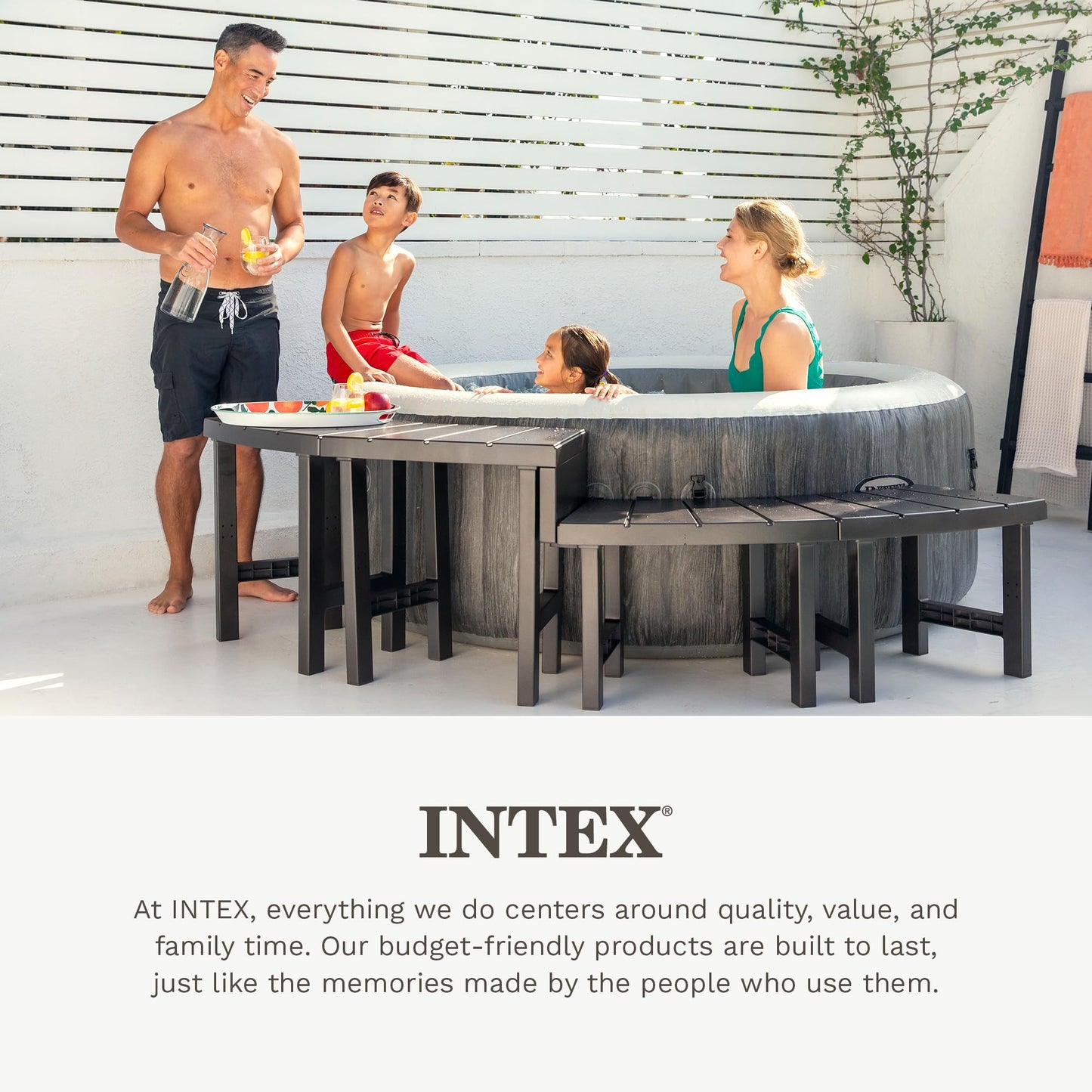 Intex 28514E 2 Medium PureSpa Accessories Benches, Compatible w/ 4 Person Spas, Combines to Create A Larger Bench, Flat Storage, 350 Pound Capacity